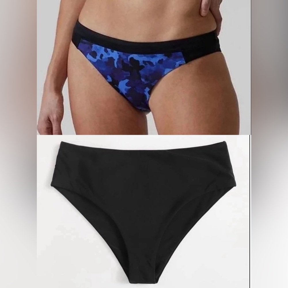 SWIM BOTTOM MASHUP: NWT Athleta Cloud Camo Freestyle & SHEIN Blk Bikini Bottoms